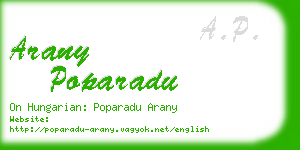 arany poparadu business card